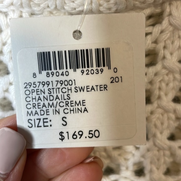 Club Monaco Open Stitch Sweater Chandails Cream Size Small NEW - Picture 7 of 9
